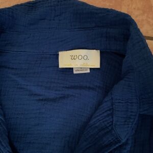 The House of Woo/ Woo blue cotton gauze dress, size small, good condition